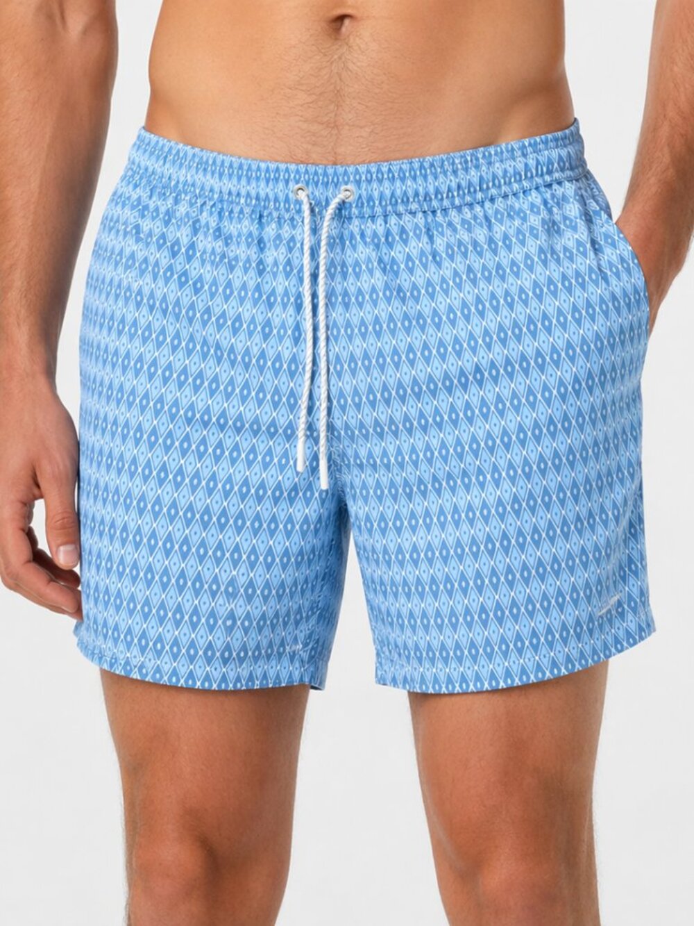 Bonobos Swim Trunks Men Medium | Light Blue Geometric Print 7” Inseam Lined